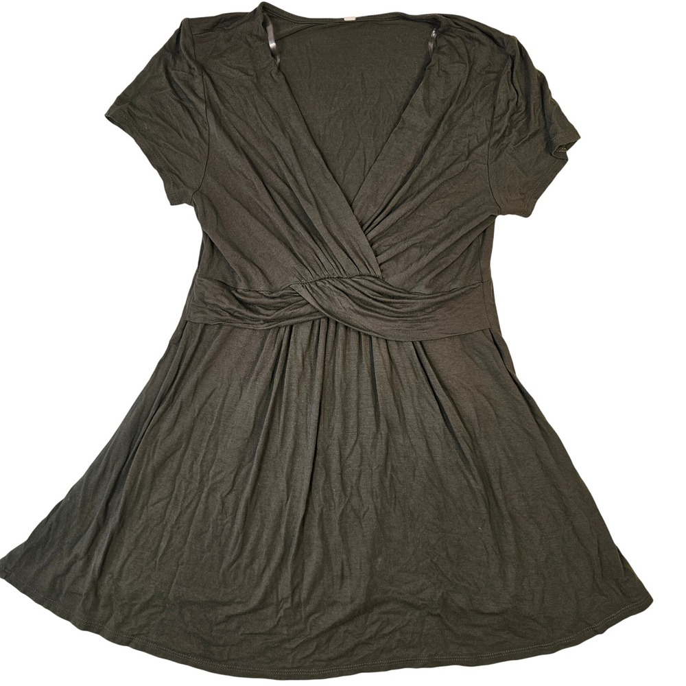 PinkBlush Maternity Twist Front Surplice V-Neck Tunic Top Olive Green Small